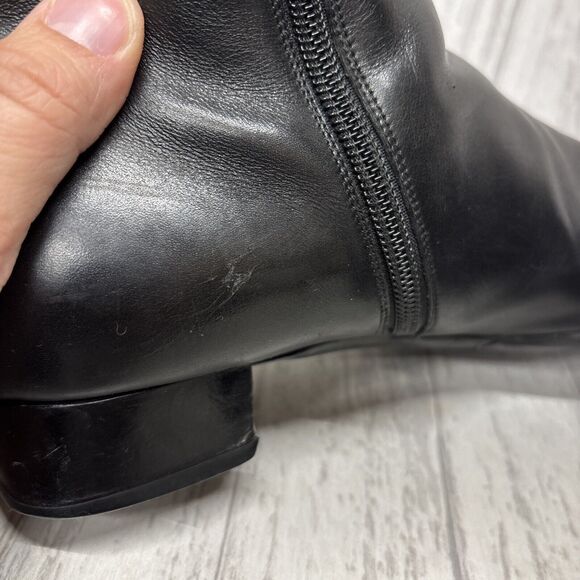 Womens Size 9.5 Gucci Black Leather Riding Boots Bamboo Gold Charm - Picture 11 of 16